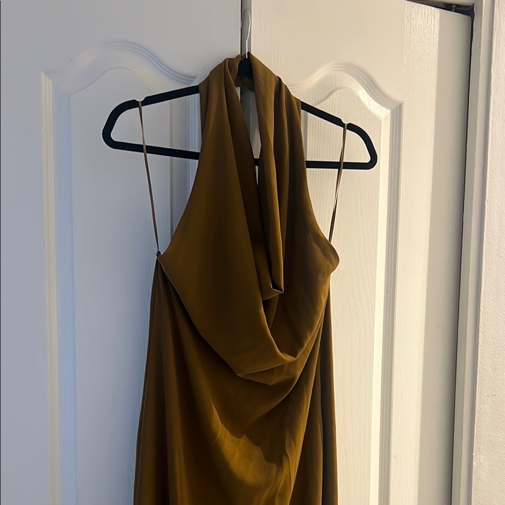 Elegant Brown Halter Dress